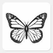 黒と白の蝶 スクエアシール (正面)
