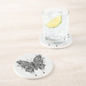 黒と白の蝶 – タトゥーアート コースター (側面)