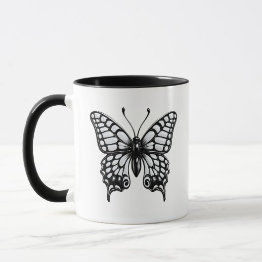 黒と白の蝶 マグカップ (左)