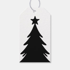 黒と白の裏表使えるらくがきクリスマスツリー ギフトタグ