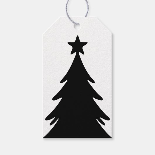 黒と白の裏表使えるらくがきクリスマスツリー ギフトタグ (正面)