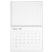 黒と白の複雑なフローラデザイン カレンダー (2月 2027)