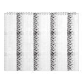 黒と白の複雑なフローラデザイン カレンダー (カバー)