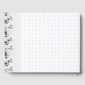 黒と白の複雑なフローラデザイン ゲストブック (裏面)