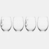 黒と白の複雑なフローラデザイン ステムなしワイングラス (正面)