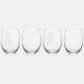 黒と白の複雑なフローラデザイン ステムなしワイングラス (左)