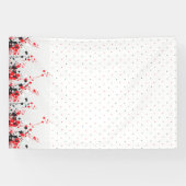 黒と白の複雑なフローラデザイン 横断幕 (横)