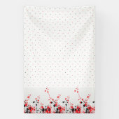 黒と白の複雑なフローラデザイン 横断幕 (縦)