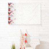 黒と白の複雑なフローラデザイン 横断幕 (インサイチュ)