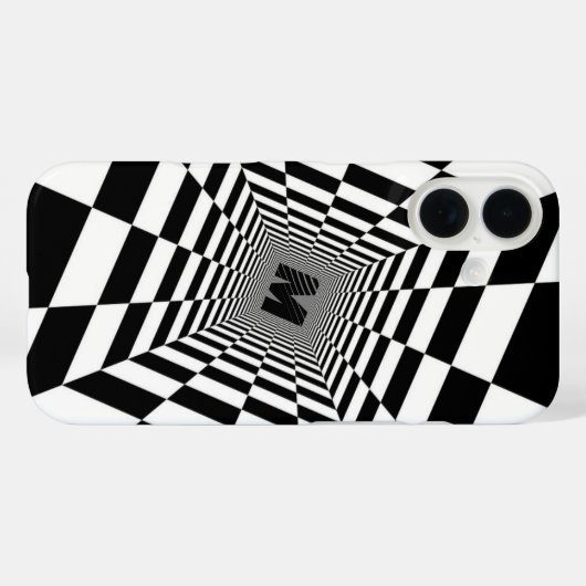 黒と白の視覚錯覚、モノグラムまたはイニシャル Case-Mate iPhoneケース (裏面 (横))