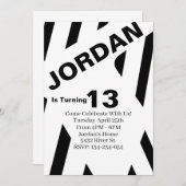 黒と白の誕生日招待状テンプレート 招待状 (正面/裏面)