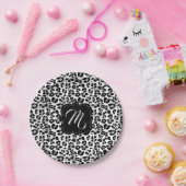 黒と白の豹紋(モノグラカスタムム付) ペーパープレート (パーティー)