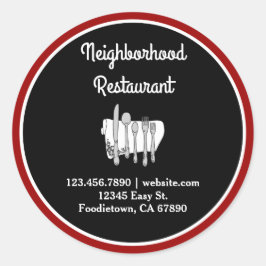 黒と白の赤いのレストラカスタムンのシール ラウンドシール