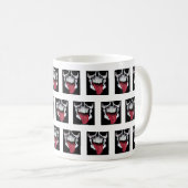 黒と白の赤いドクロ模様 コーヒーマグカップ (正面右)