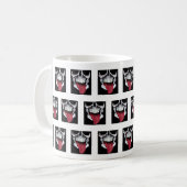 黒と白の赤いドクロ模様 コーヒーマグカップ (正面左)