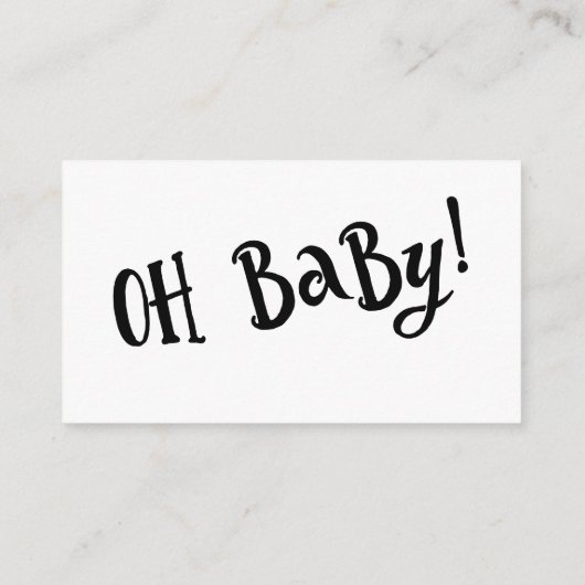 黒と白の赤ちゃんシャワーおむつラッフルカード エンクロージャーカード (裏面)