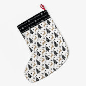 黒と白の跳躍鹿の座標 ラージクリスマスストッキング (裏面 (吊り時))