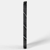 黒と白の輝く葉のクローズアップ iPhoneケース (右側面)