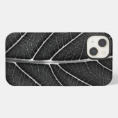 黒と白の輝く葉のクローズアップ iPhoneケース (裏面横)