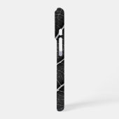 黒と白の輝く葉のクローズアップ iPhoneケース (左側面)