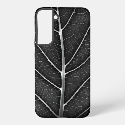 黒と白の輝く葉のクローズアップ SAMSUNG GALAXYケース (裏面)