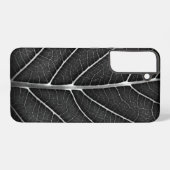 黒と白の輝く葉のクローズアップ SAMSUNG GALAXYケース (裏面横)