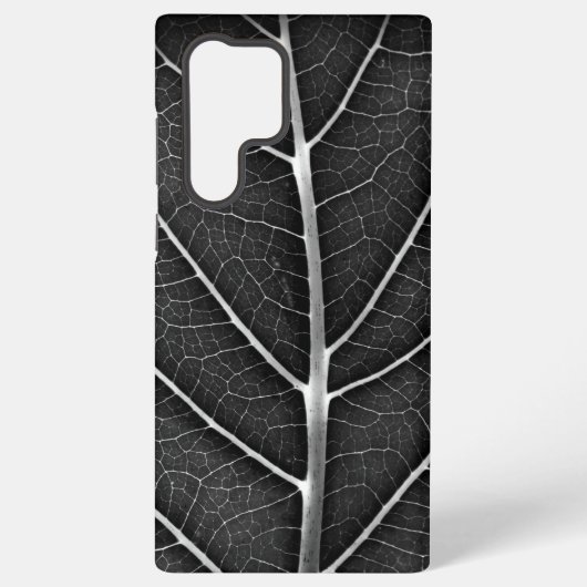 黒と白の輝く葉のクローズアップ SAMSUNG GALAXYケース (裏面)