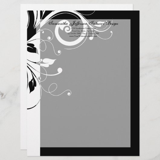 黒と白の逆スワールのレターヘッド レターヘッド (正面/裏面)