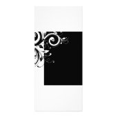 黒と白の逆スワールRackCard広告またはメニュー ラックカード (裏面)