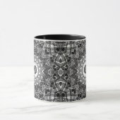 黒と白の透かし彫り曼荼羅 マグカップ (中央)