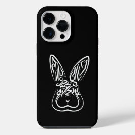 黒と白の部族のウサギ iPhone 14 PRO MAXケース