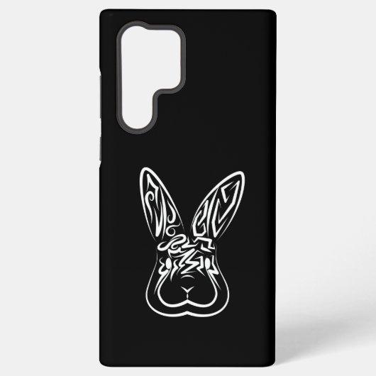 黒と白の部族のウサギ SAMSUNG GALAXYケース (裏面)
