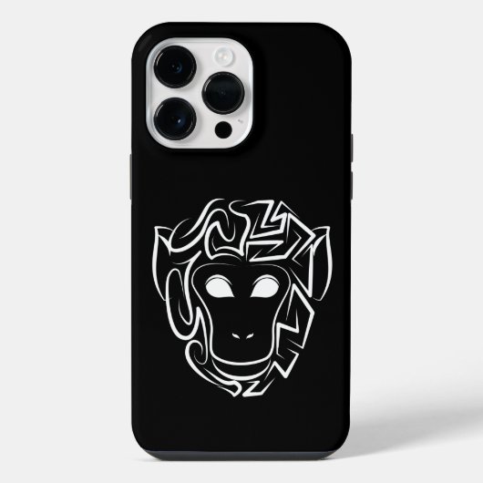 黒と白の部族のサル iPhoneケース (裏面)
