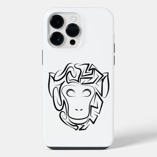 黒と白の部族のサル iPhoneケース (裏面)