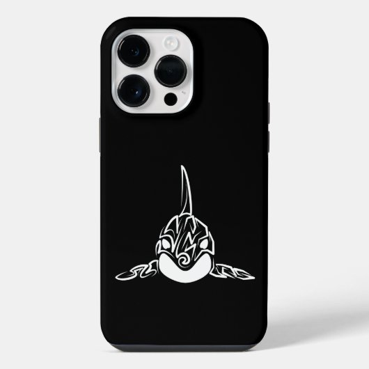 黒と白の部族のシャチ iPhoneケース (裏面)