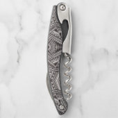 黒と白の部族のタトゥー模様の父の日 ソムリエナイフ (裏面)