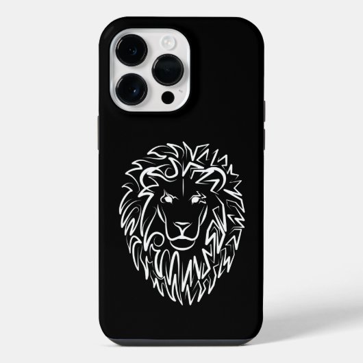 黒と白の部族のライオン iPhoneケース (裏面)