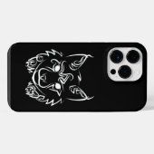 黒と白の部族の山猫 iPhoneケース (裏面横)