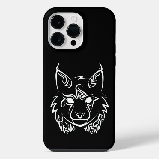 黒と白の部族の山猫 iPhoneケース (裏面)