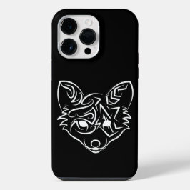 黒と白の部族の狐 iPhone 14 PRO MAXケース
