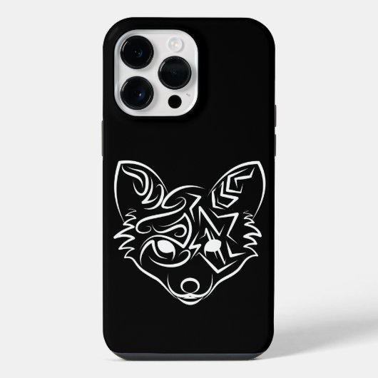黒と白の部族の狐 iPhoneケース (裏面)