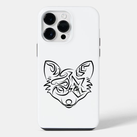 黒と白の部族の狐 iPhoneケース (裏面)