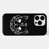 黒と白の部族の猫 iPhoneケース (裏面横)