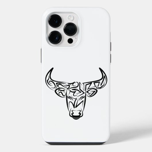 黒と白の部族の雄牛 / オックス iPhoneケース (裏面)