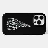 黒と白の部族の雄鶏 iPhoneケース (裏面横)