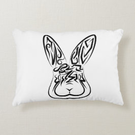 黒と白の部族ウサギ アクセントクッション