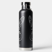 黒と白の部族ウサギ ウォーターボトル (左面)