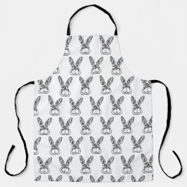 黒と白の部族ウサギ エプロン