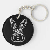 黒と白の部族ウサギ キーホルダー (裏面)