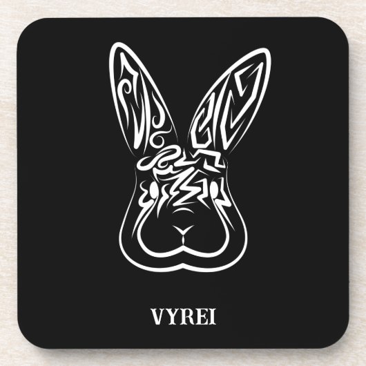 黒と白の部族ウサギ コースター (正面)
